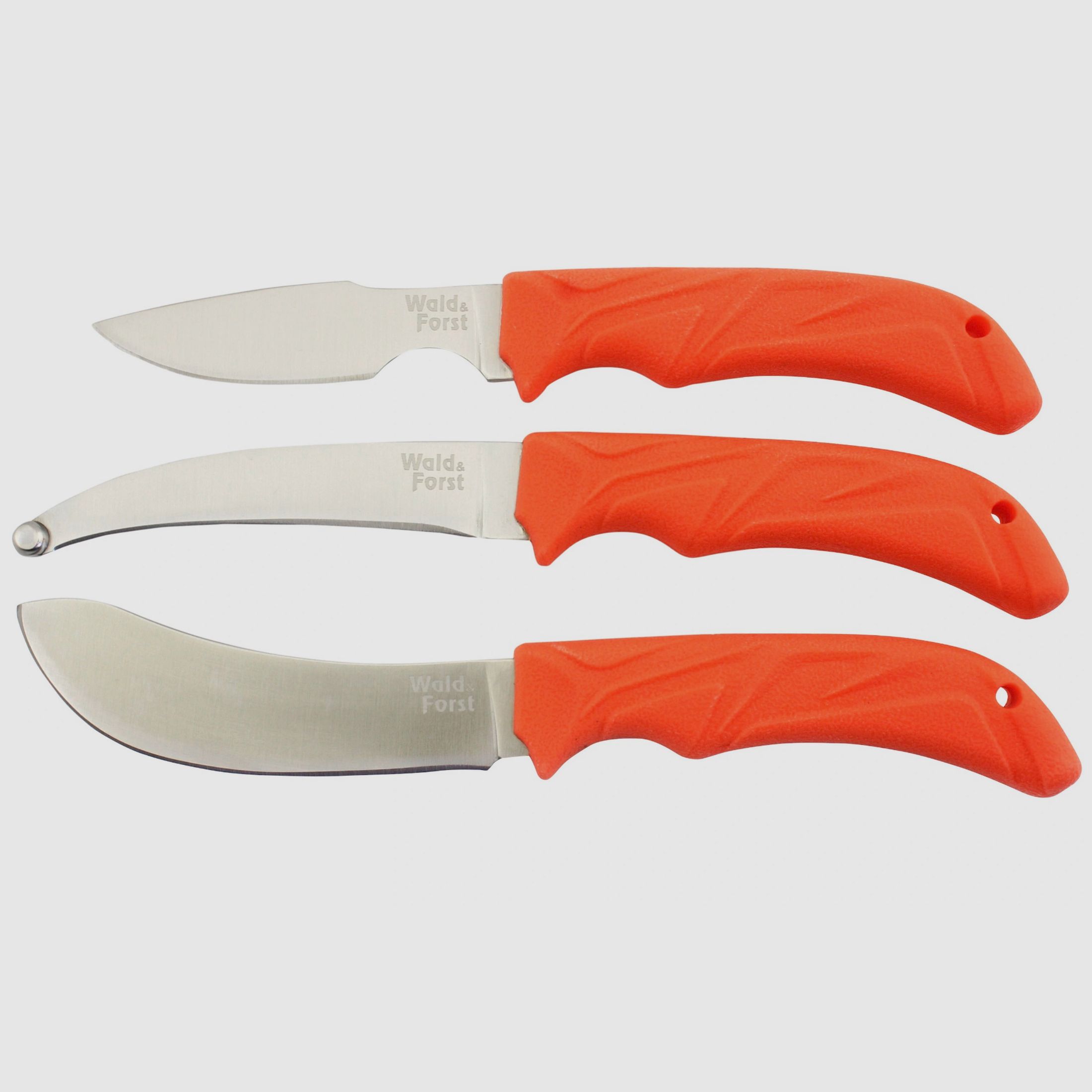 Wald & Forst 192892 Zestaw do rozbioru z plastikowym uchwytem 3 częściowy pomarańczowy z torbą do przechowywania