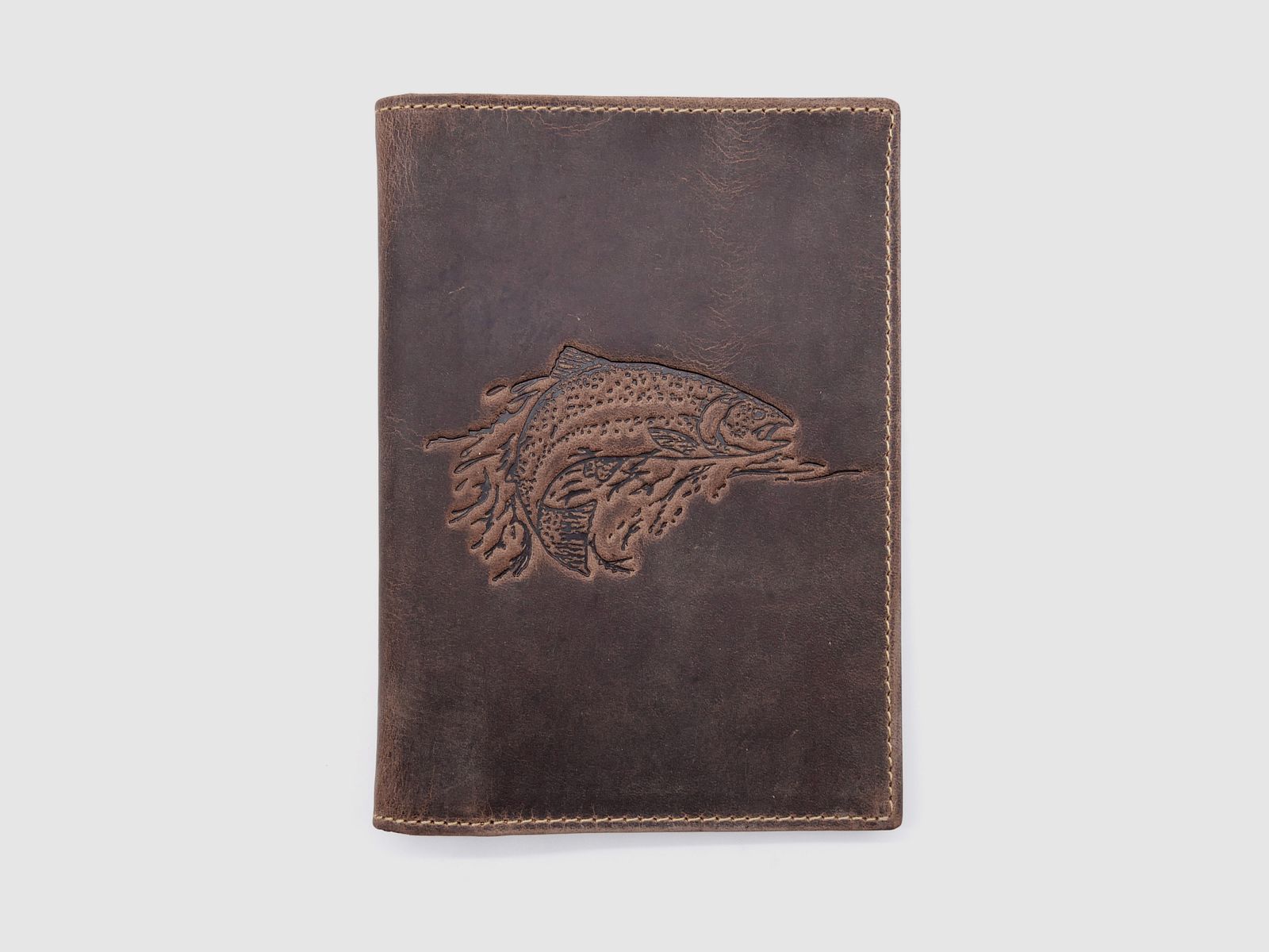 Greenburry leather fishing license folder ID folder case fish brown 328B-fish-25