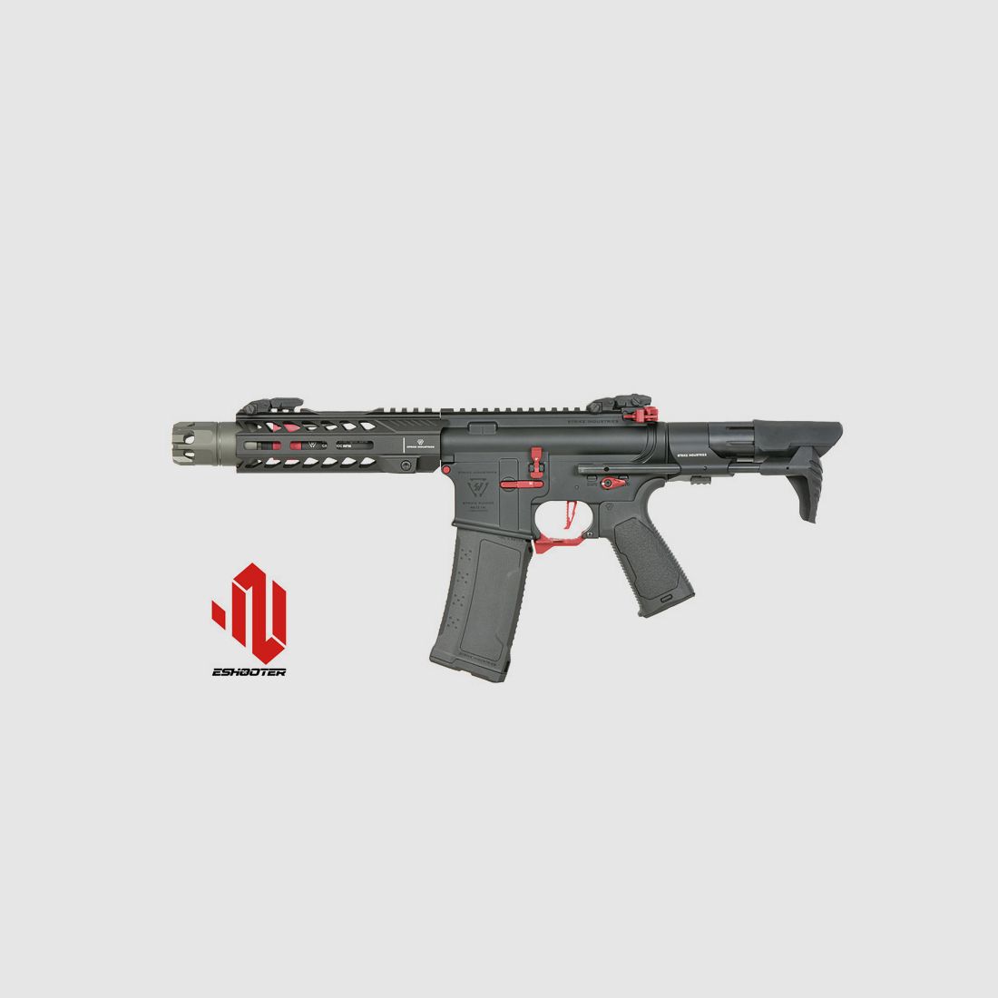 Strike Industries 7" Raiders Competition CQB S-AEG mit Eshooter ETU, rote Elemente