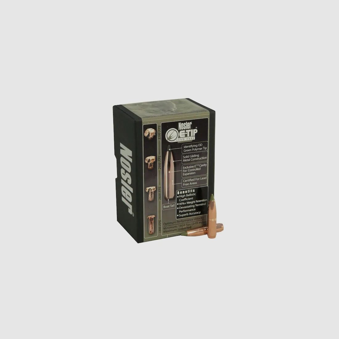 Proiettile Nosler E-Tip 6,5mm/.264 120GR Senza Piombo 50 Pezzi