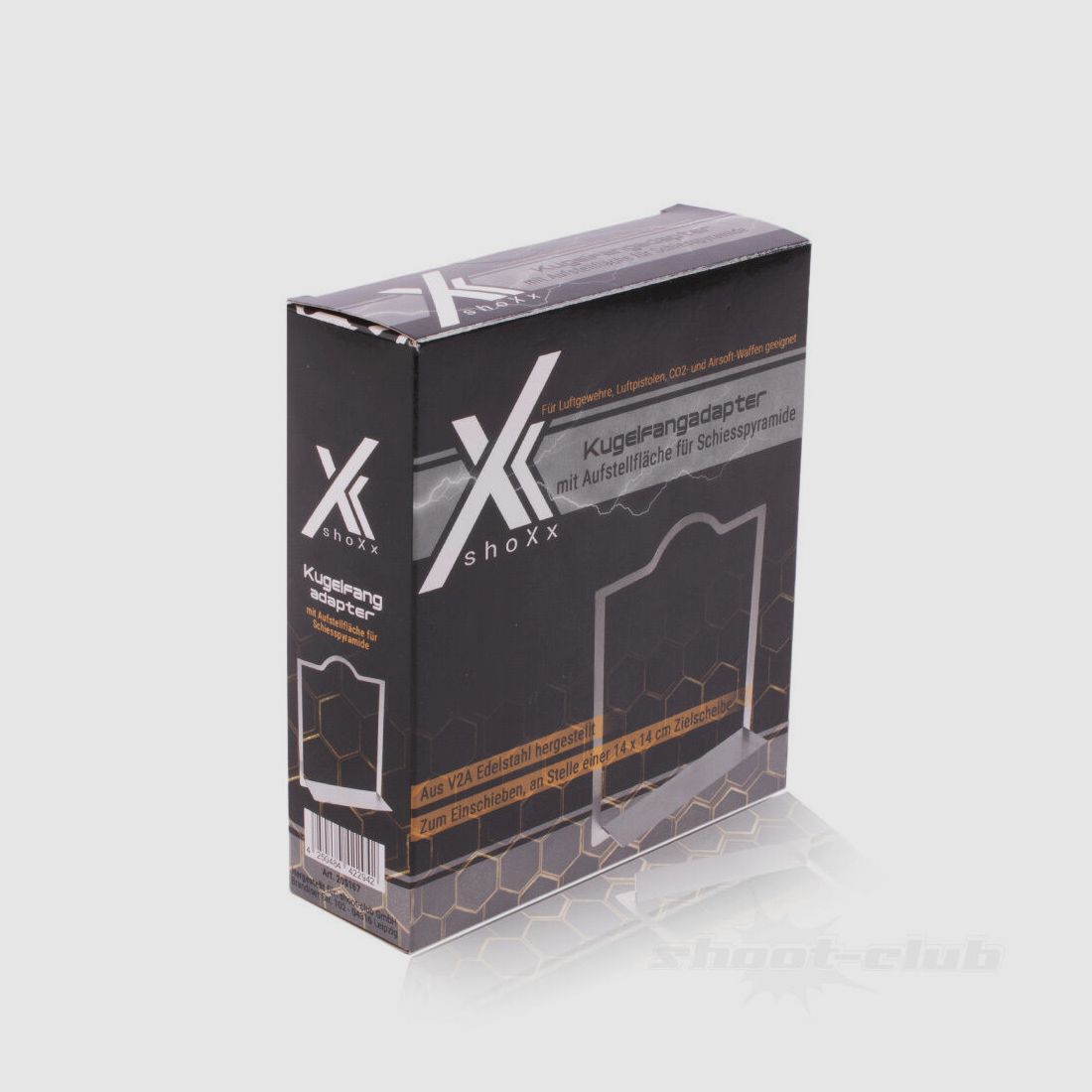 adaptador shoXx para trampa de balas 14x14 cm con área de soporte para