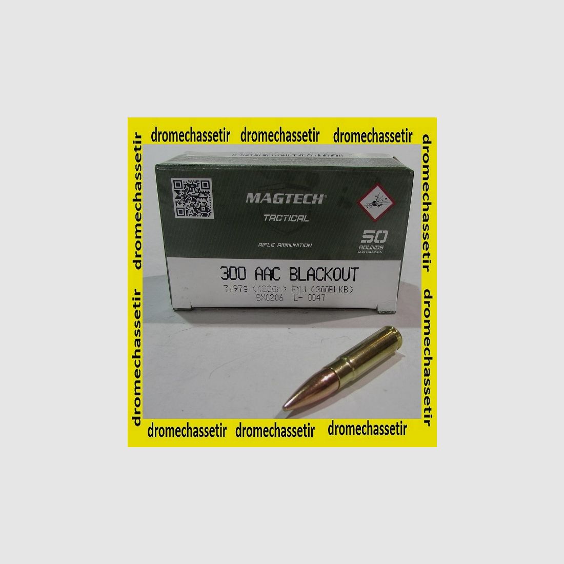 boite de 50 cartouches Magtech, cal 300 AAC Blackout, 123 grains FMJ
