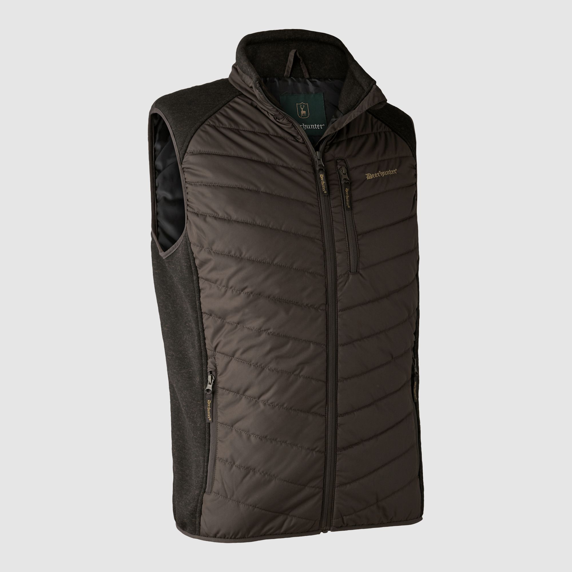 Deerhunter Moor Padded Waistcoat with knit Brown Leaf 2XL