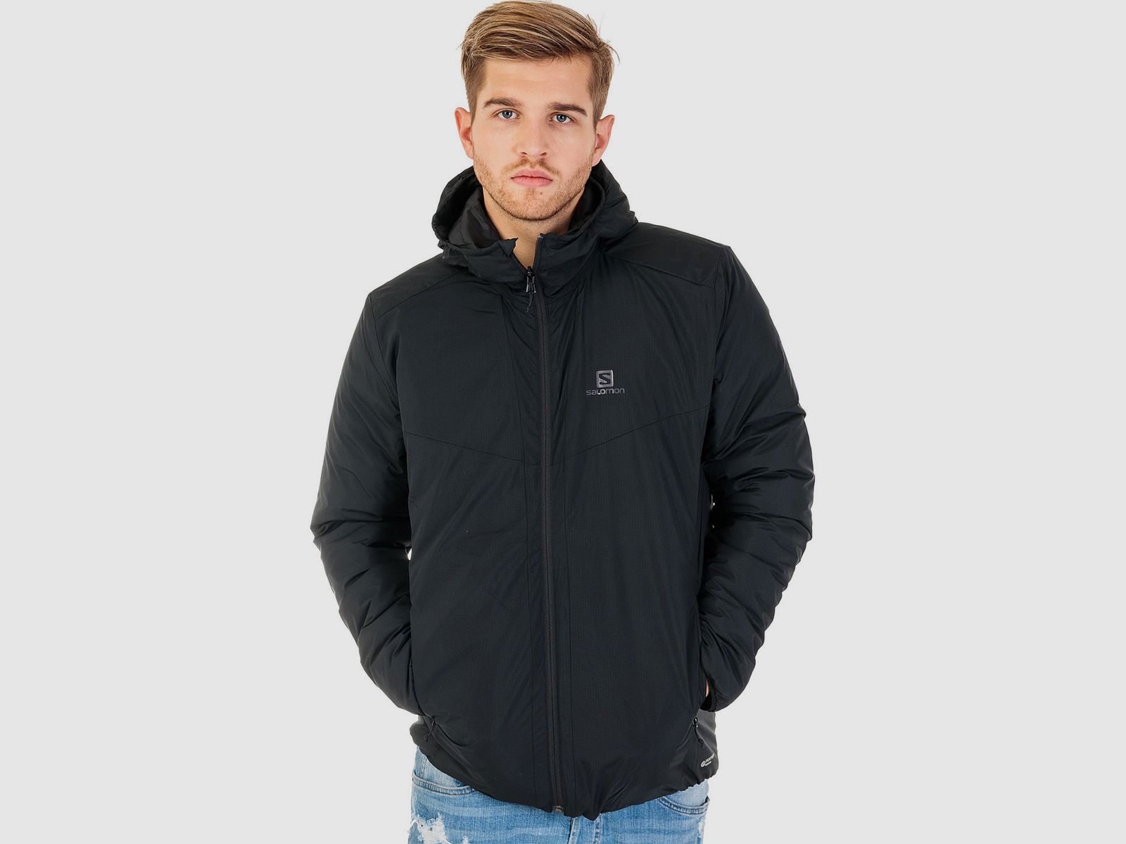 JACKET – SALOMON – MEN – DRIFTER LOFT HOODIE M Black INSULATED JACKET, image 2 of 5