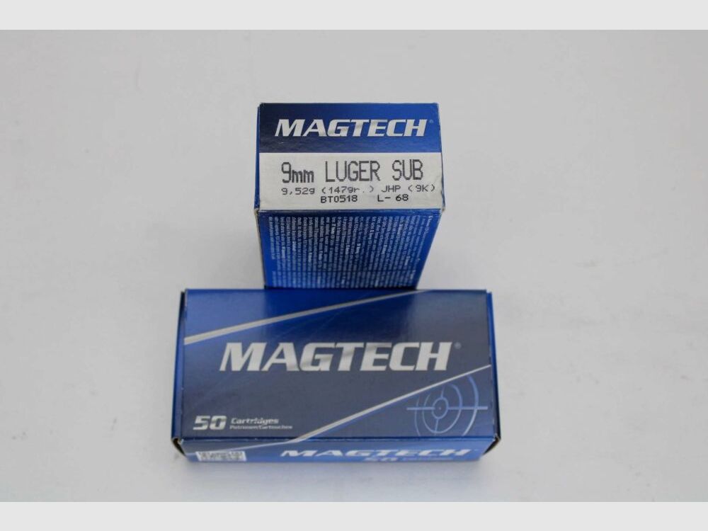 250 rounds Magtech 9mm Luger SUBSONIC with 9.52 grams 147 grs. JHP 5x50 pack