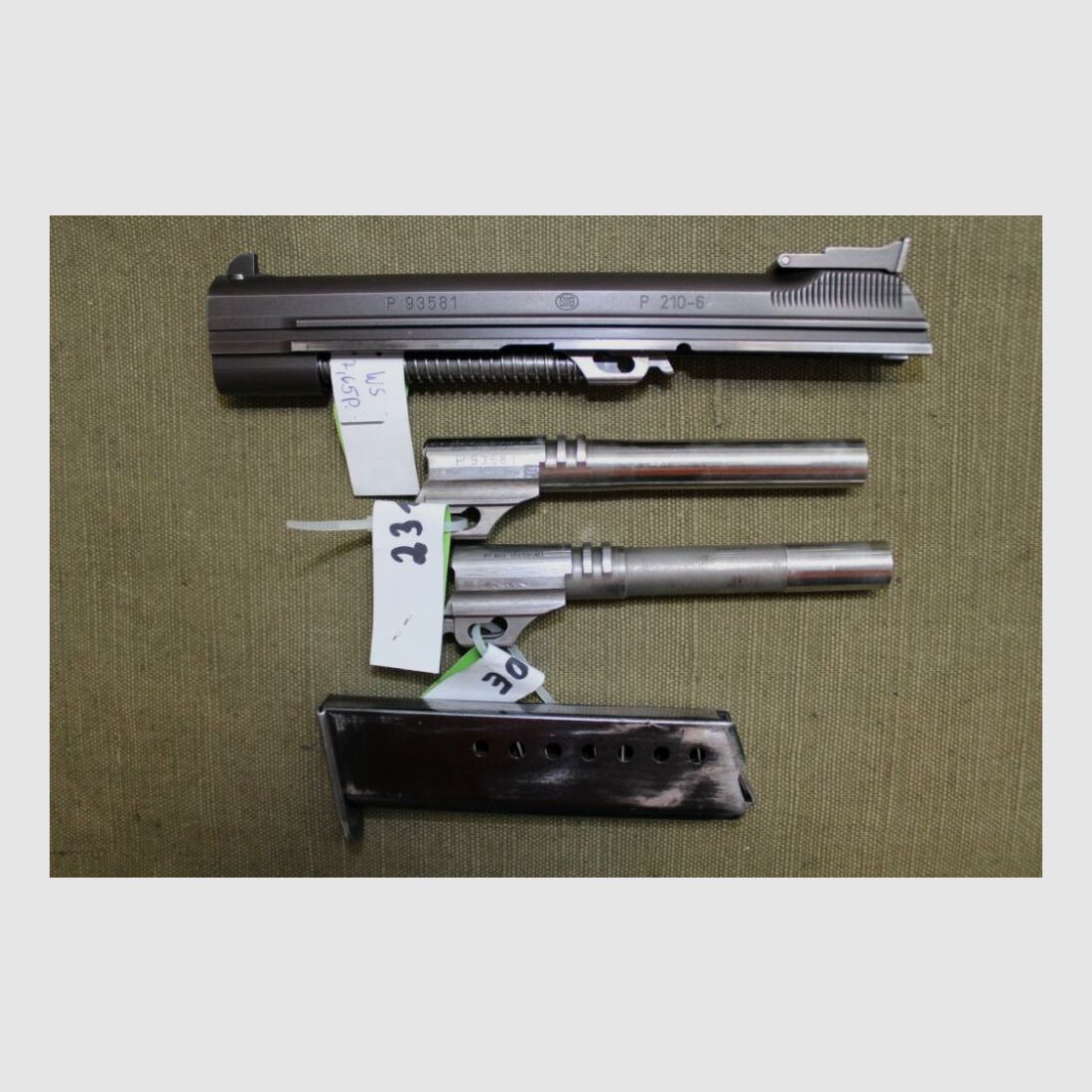 SIG P210-6 mit Wechselläufen .9mmP und Wechselsystem .7,65