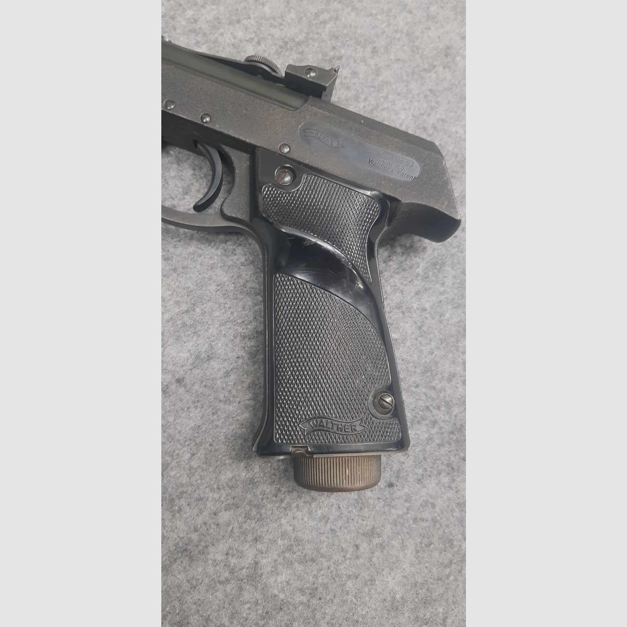 Luftpistole Walther Mod. LP 53 im OVP Karton, Beschreibung u. Flyer aus den 60iger James Bond 007 