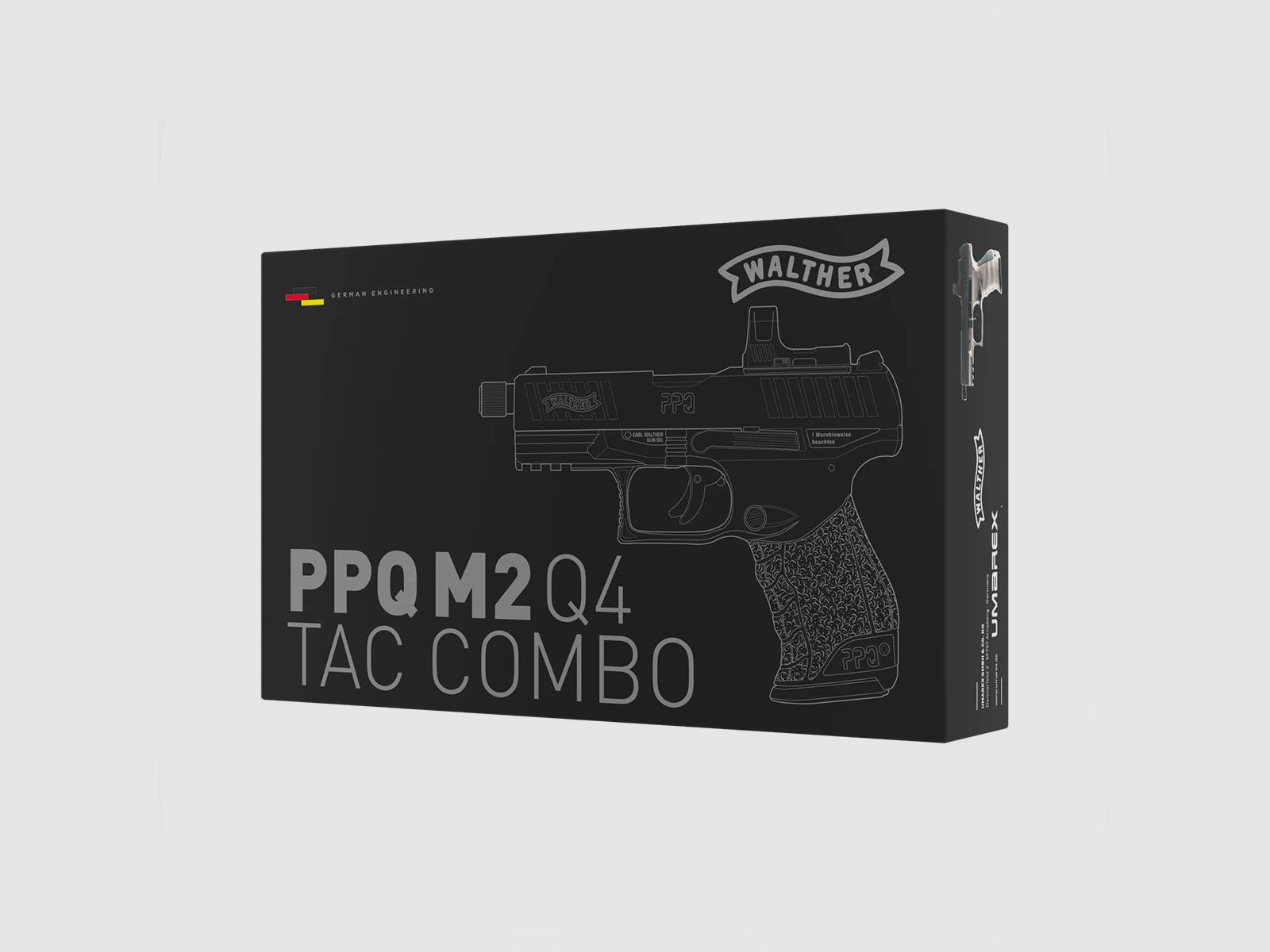 CO2-PISTOLE – UMAREX – WALTHER PPQ M2 Q4 TAC Combo 4,6″ Set 4,5 mm (.177) Pellet, CO₂, < 3,0 J, Tungsten-Grau, Bild 6 von 7