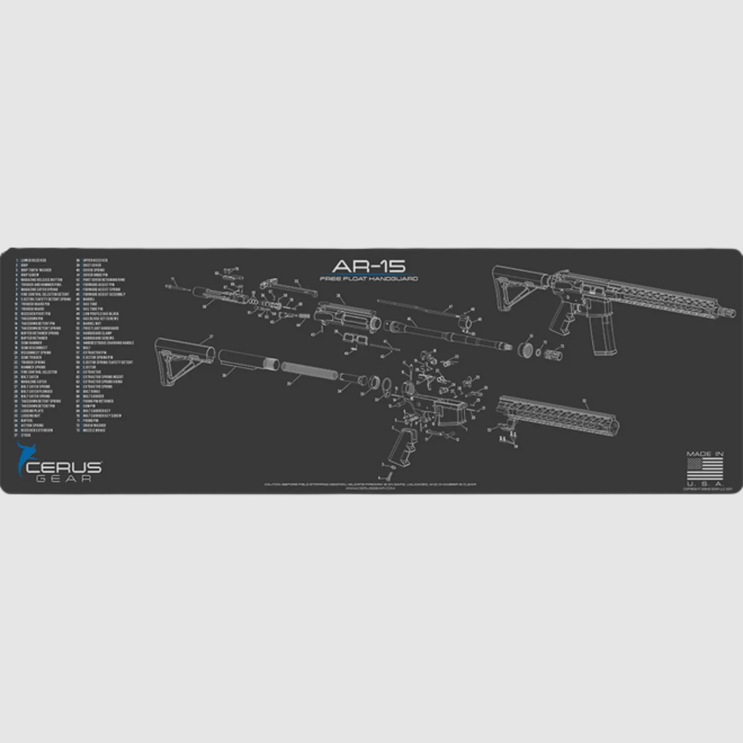 SCHEMATIC PROMAT AR-15 Free Float Handguard Rifle Gun Mat