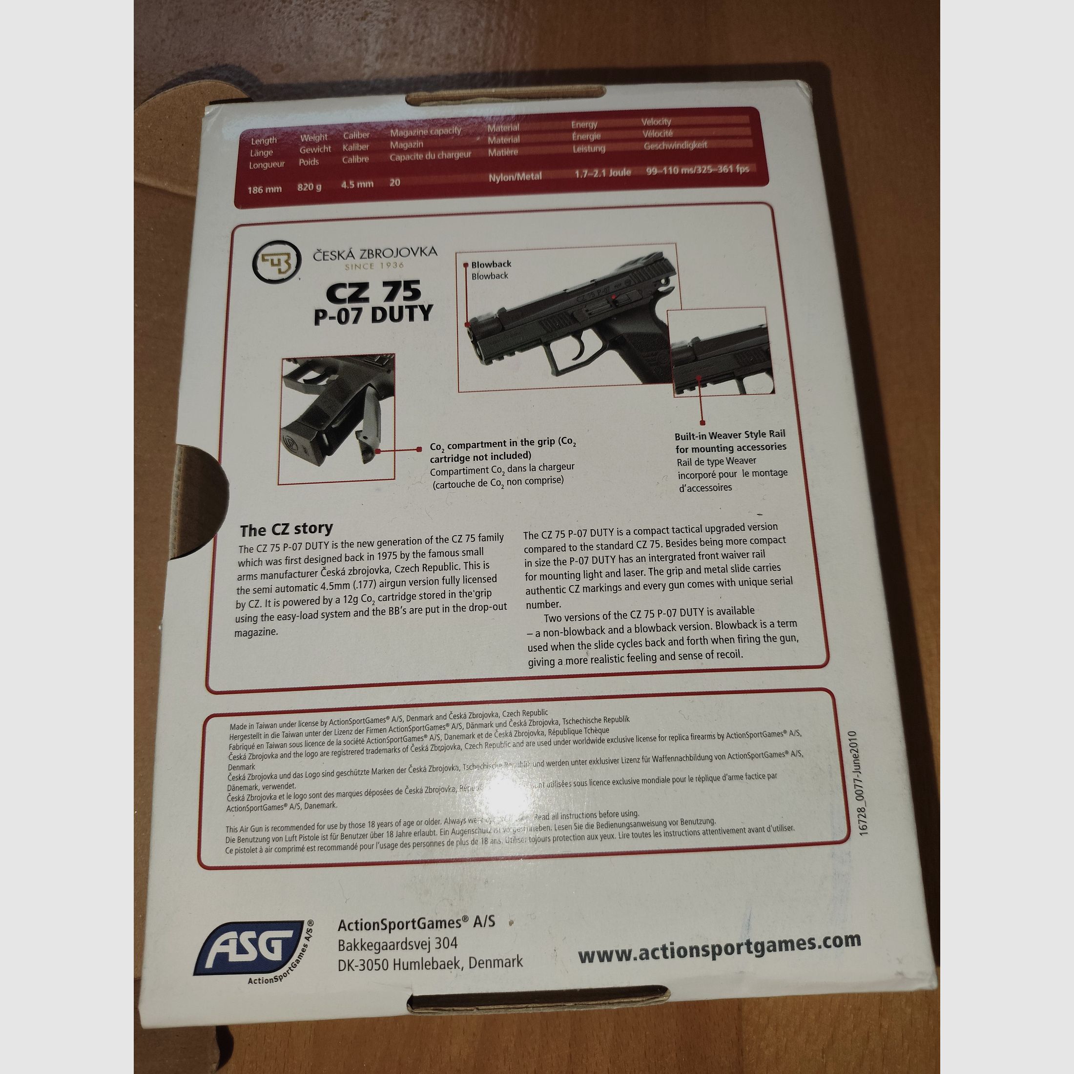 CZ 75 P-07 Duty 4,5 mm staal BB Co2-pistool Blow Back, afbeelding 4 van 5