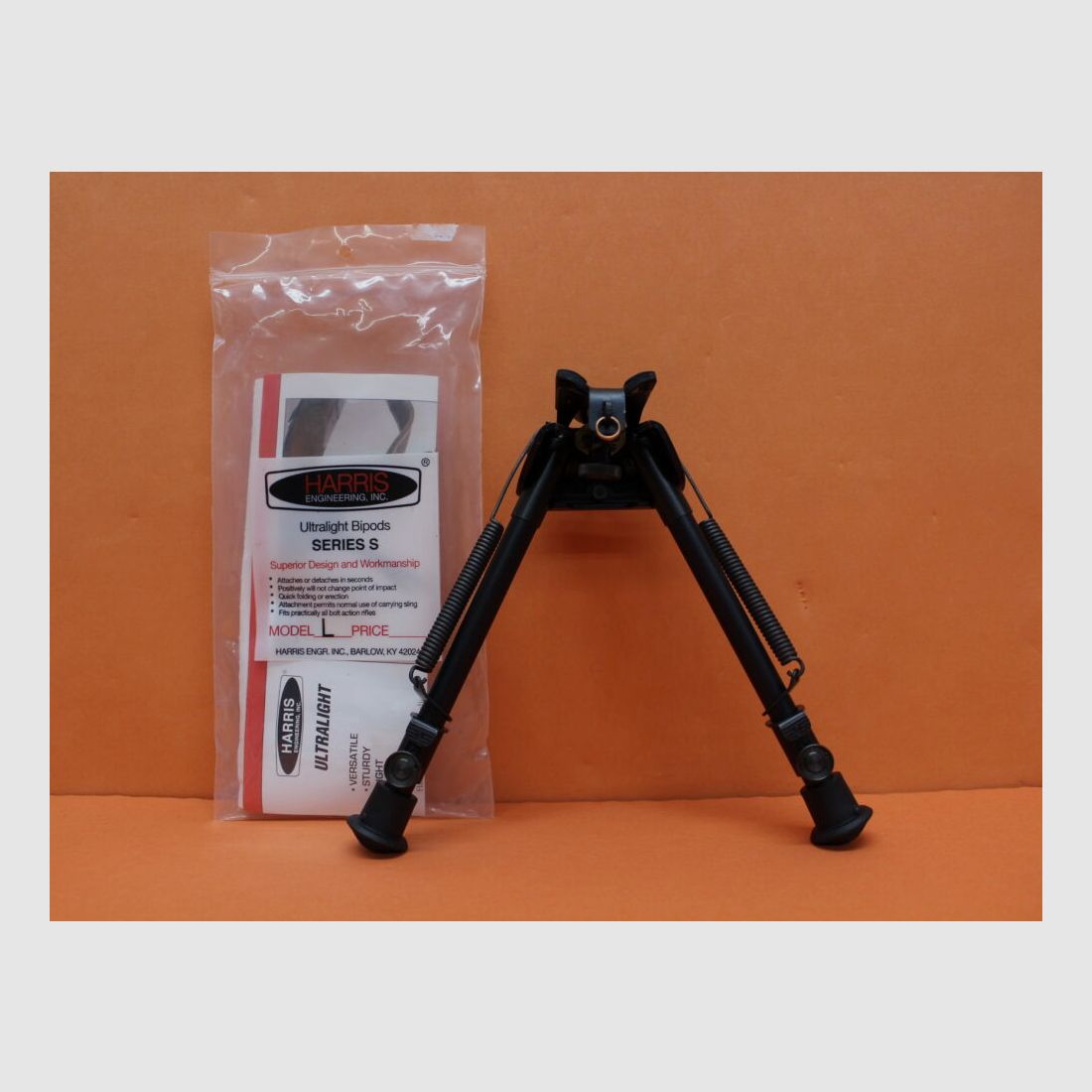 Harris Harris bipod S-L avec articulation tournante hauteur 9-13"/ environ 23-33cm, réglable en continu, pieds en caoutchouc