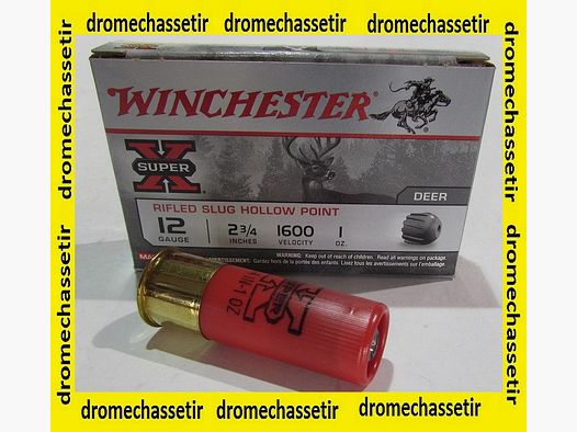 boite de 5 cartouches Winchester Slug Hollow point cal 12/70, balles de 28grs