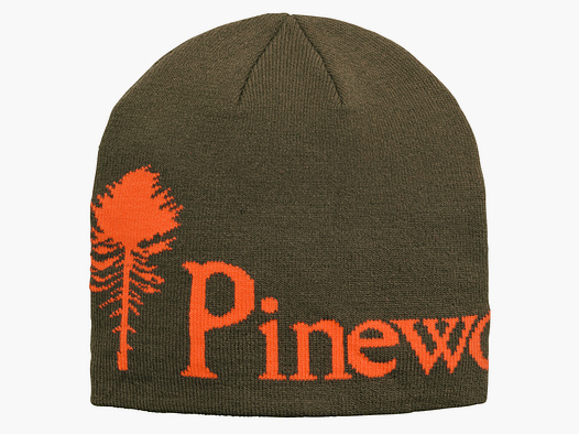 Pinewood Strickmütze grün mit orangenem Logo