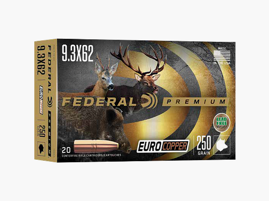 Federal Munizioni per Fucile Premium 9,3 x 62 16,2g Euro Copper