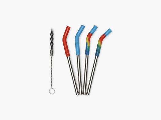 Klean Kanteen Edelstahl Trinkhalm 4er Pack 8mm short Multi Colored