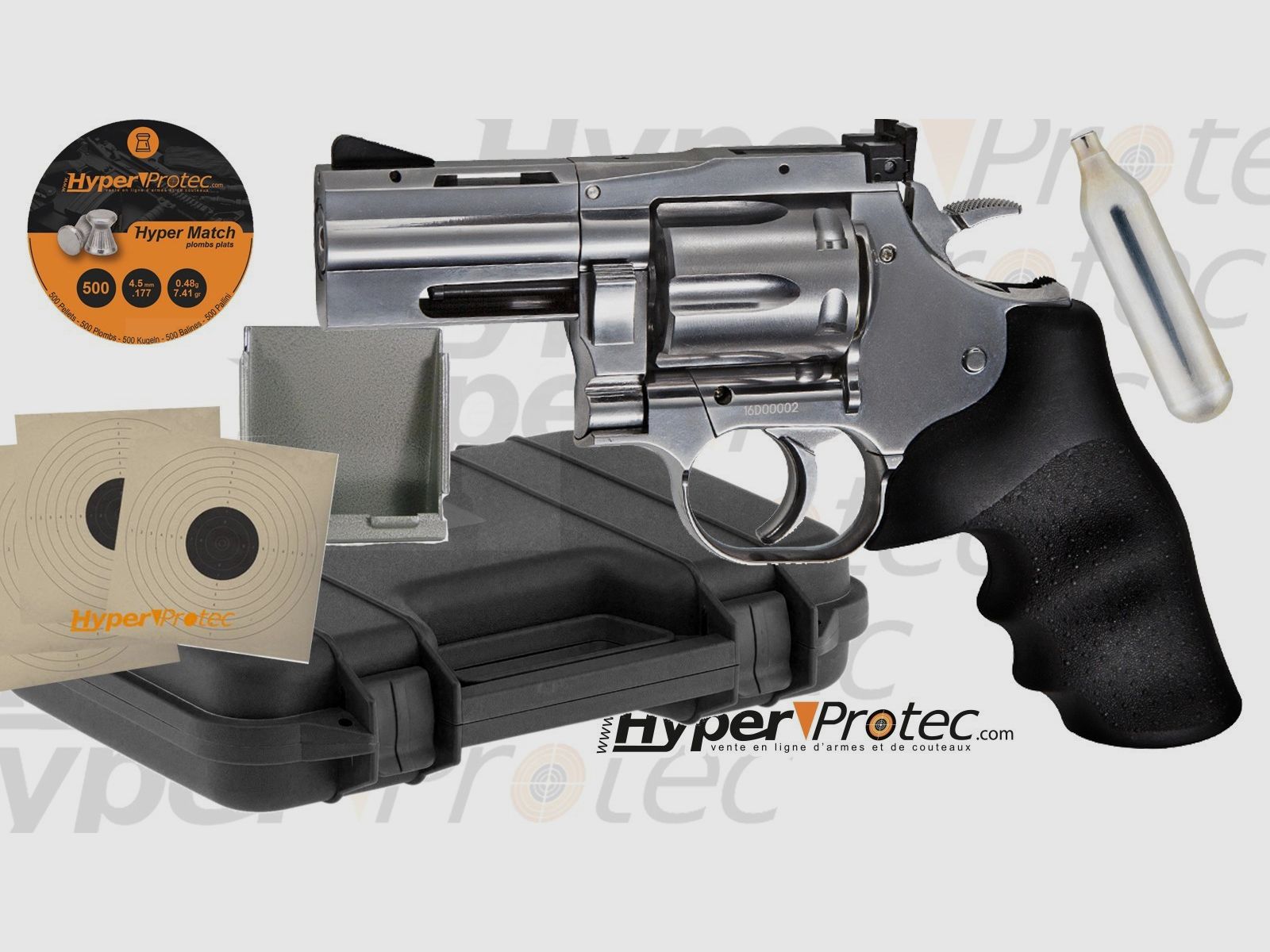 Complete set Dan Wesson chrome revolver 2.5" for pellets, image 2 of 2