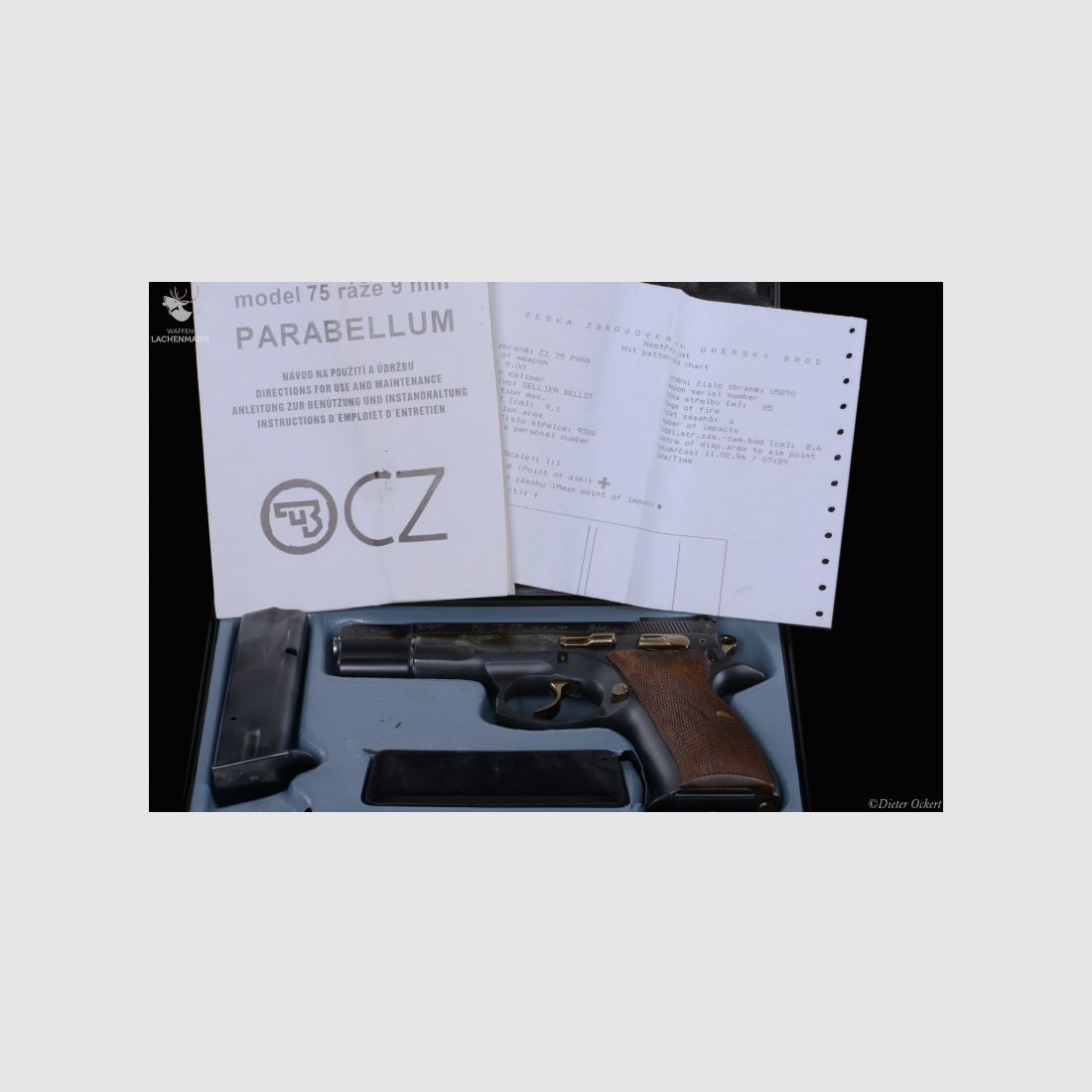 CZ Model 75 Jägerpistole graviert Kaliber 9mmLuger