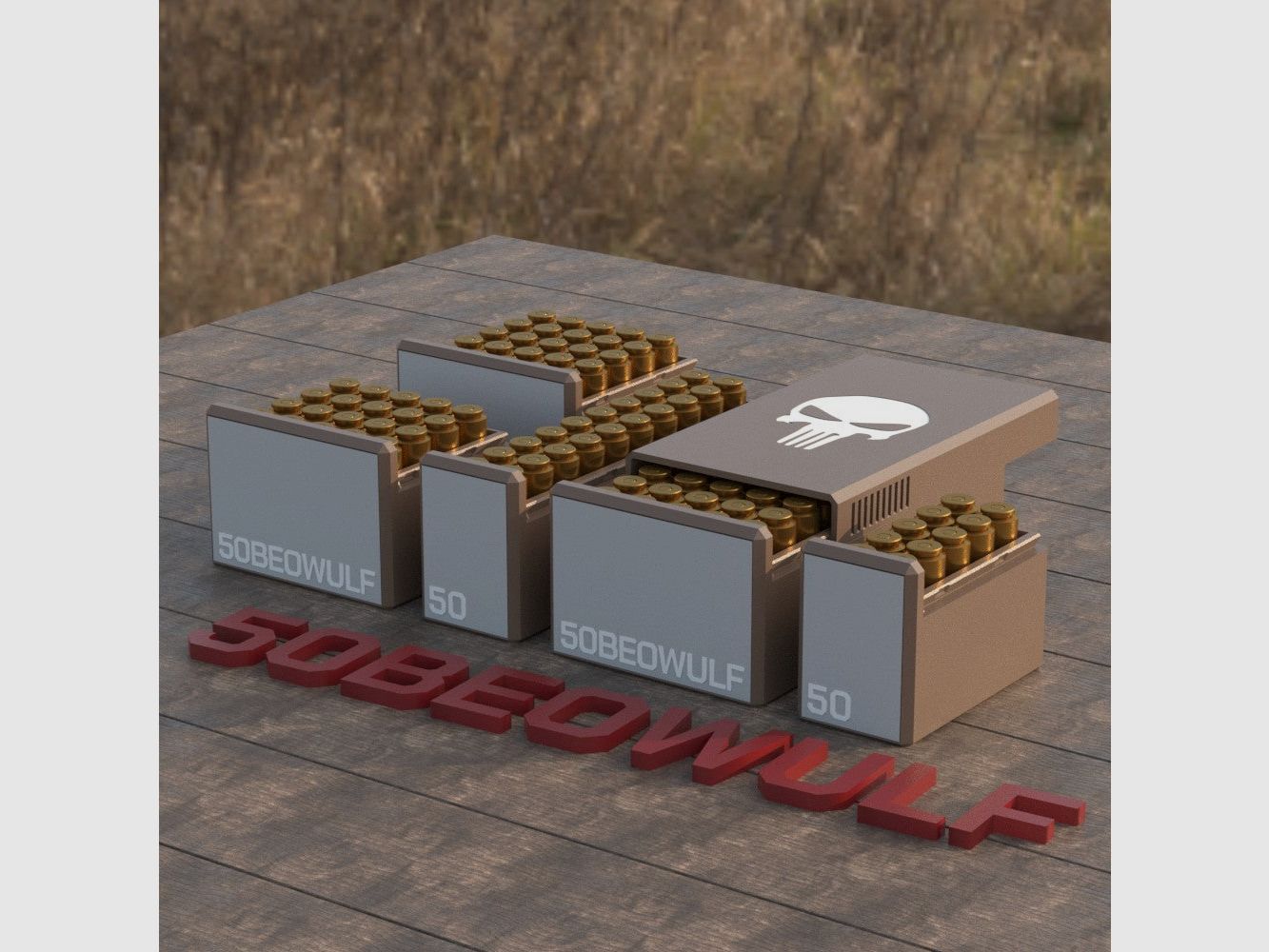 Filamelt Munitionsbox / Ammo Box .50 Beowulf – Patronenbox für 50 Schuss, Made in Germany