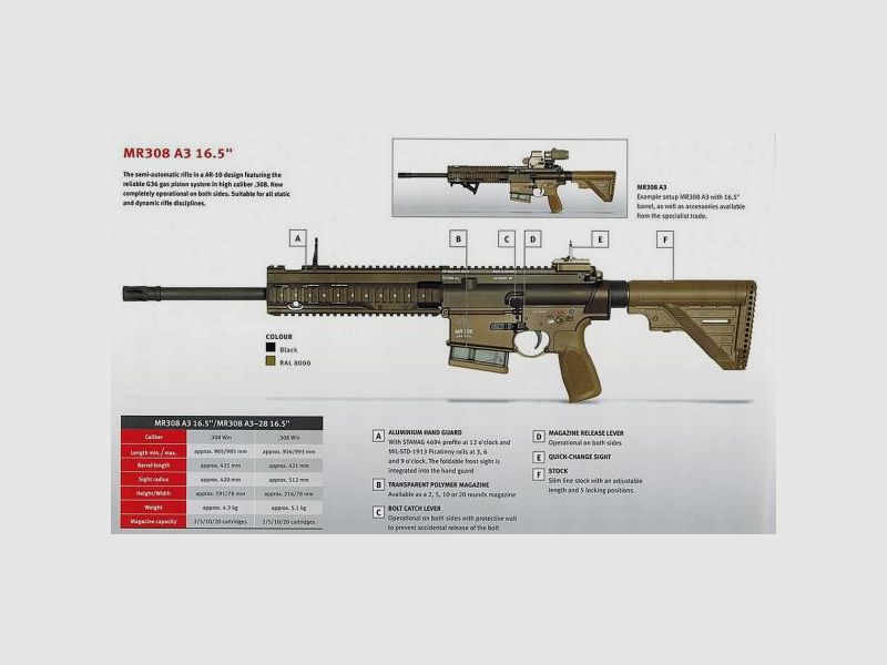 HECKLER & KOCH Selbstladebüchse Mod. MR308 A3 -16,5' Lauf .308Win    'SAND' / Slim-Line