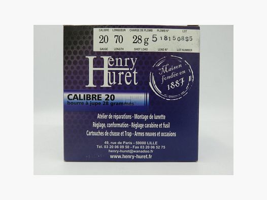 Patroon Henry Huret kal. 20 BJ 28 g Pl 5d Doos van 25