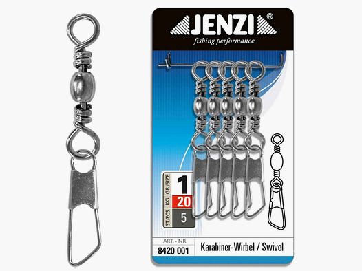 Jenzi Jenzi Karabinerwirbel vernickelt salzwasserfest Gr. 1 5 Stück