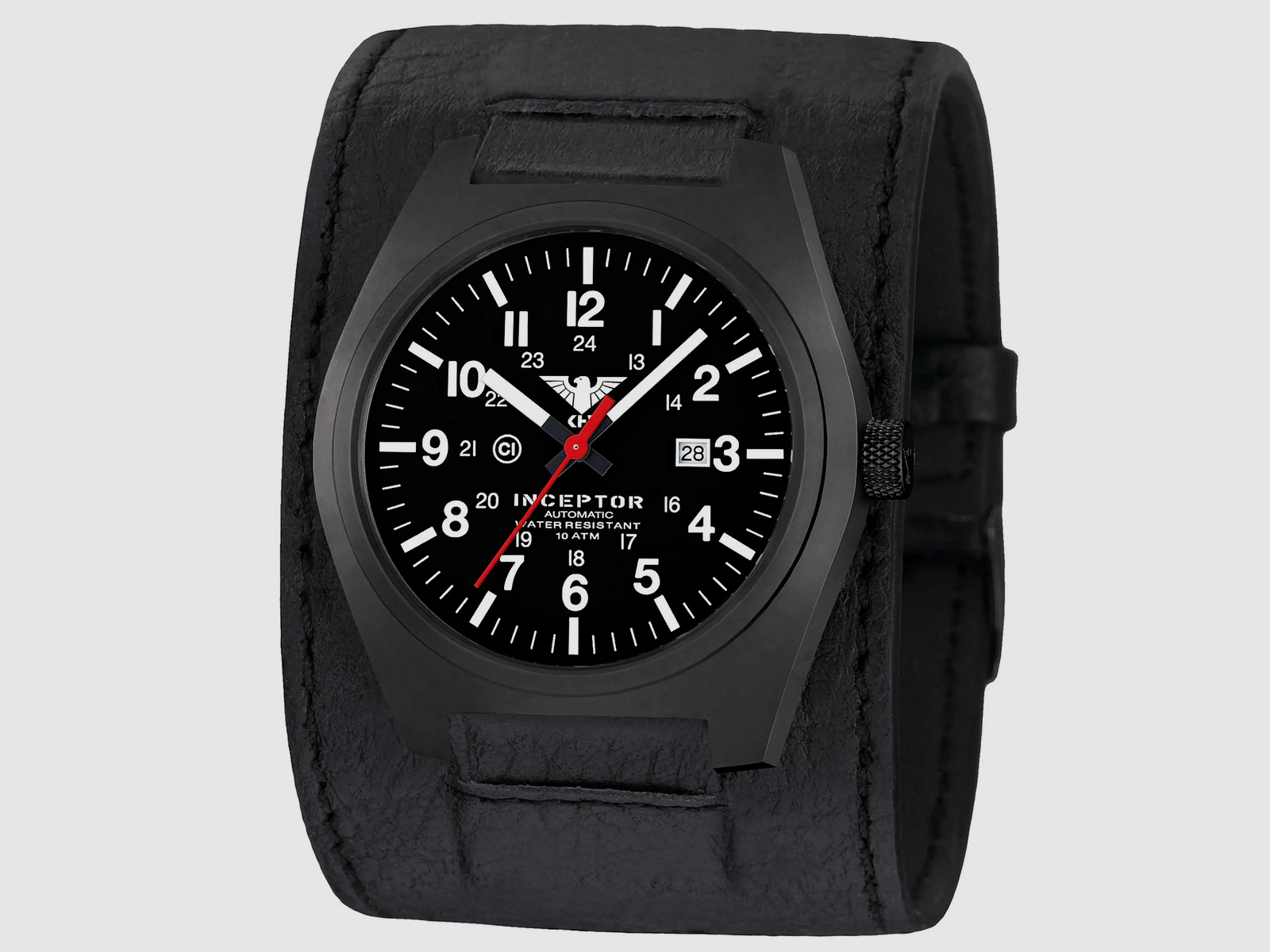 KHS Uhr Inceptor Black Steel Automatic Lederkraftband