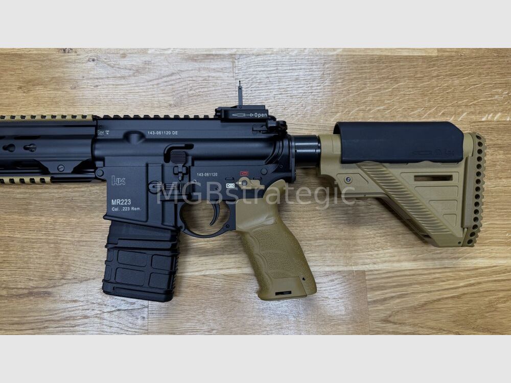 Heckler & Koch MR223 A3 Slim-Line 11" Lauf - halbautom. Büchse .223Rem MGBs Sondermodell black/RAL Edition inkl. Schalldämpfer B&T AG Print X RBS I Compact QDN 223 FDE - flow through - zivile Version HK416 / G95K / G38 G95A1 / G95KA1 / mit Upgrades