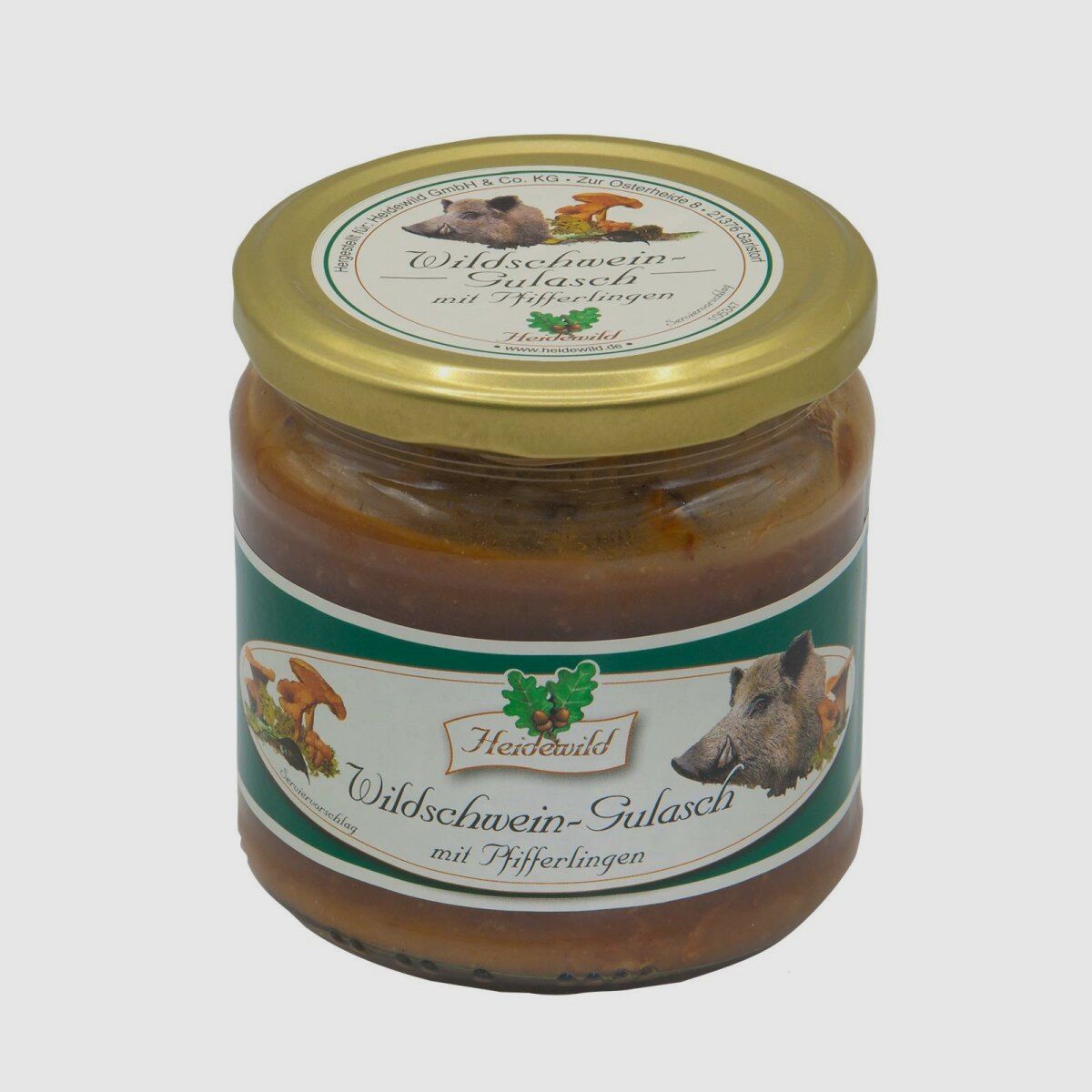 Heidewild Wildschwein-Gulasch mit Pfifferlingen
