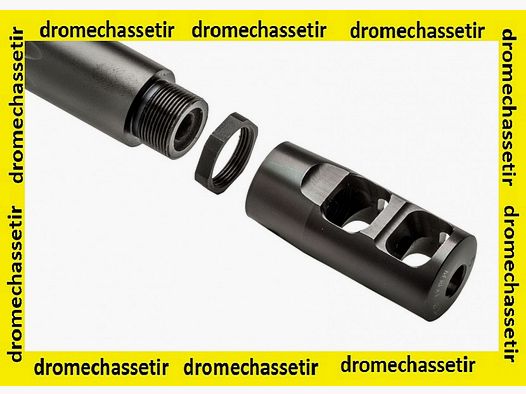 Frein de bouche T2, browning, avec 2 gros events , filetage 18×1, avec contre ecrou, noir