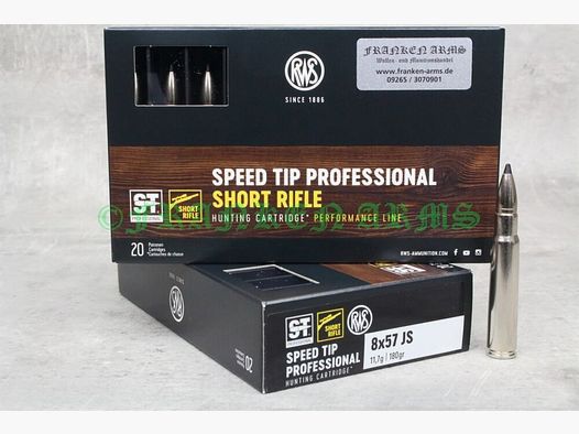 RWS Short Rifle Speed Tip Pro 8x57IS 180gr. 11,7g 20 pièces Prix dégressifs