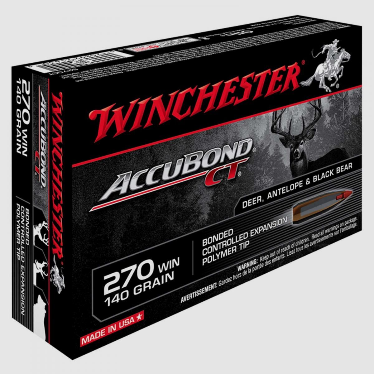 Winchester Accubond CT .270 Win. 140GR Bonded Controlled Expansion Polymer Tip 20 cartuchos