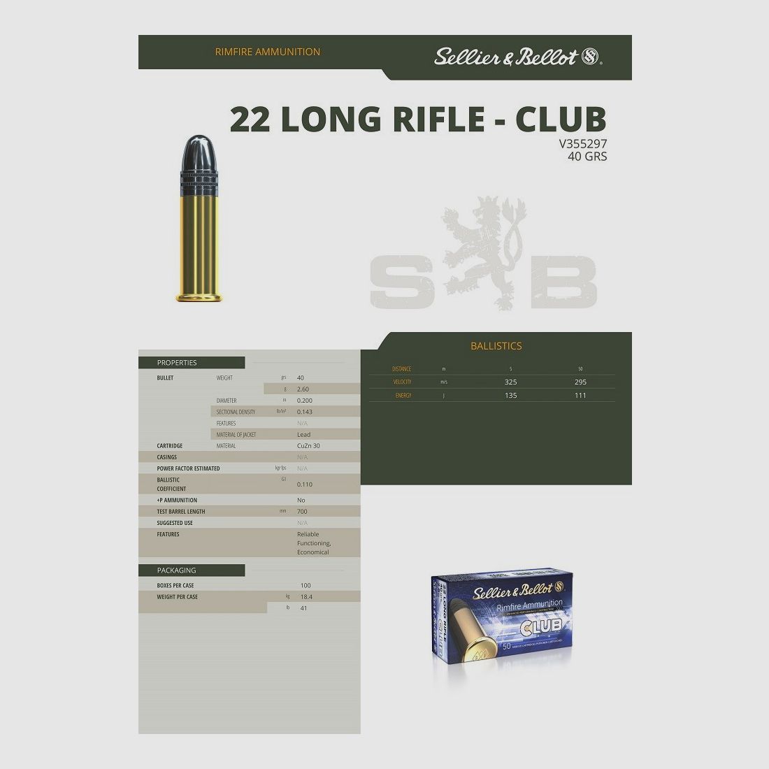 22LR CLUB LRN SELLIER BELLOT 40GR, immagine 3 di 3