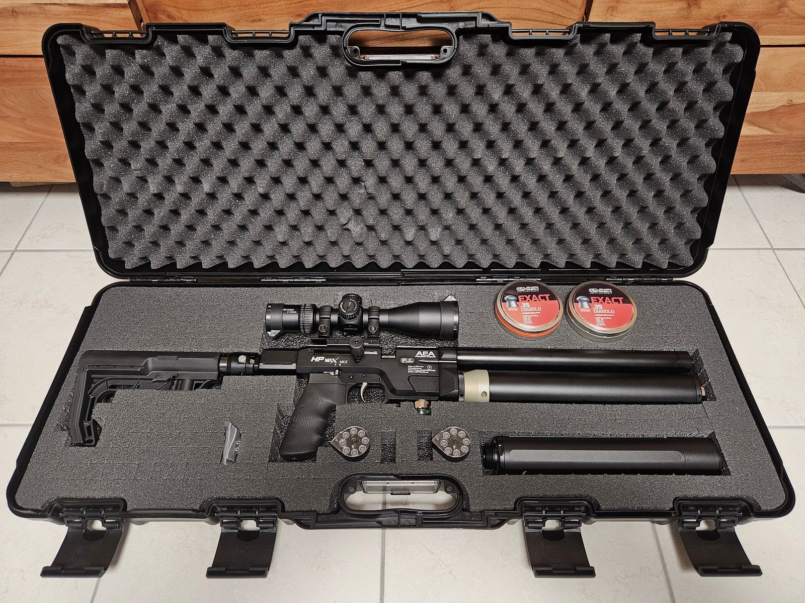 Luftgewehr AEA HPMAX Mk2 inkl. Koffer, ZF, SD und weiterem Zubehör