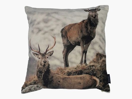LivingActive Samt Kissen Hirsch Schnee