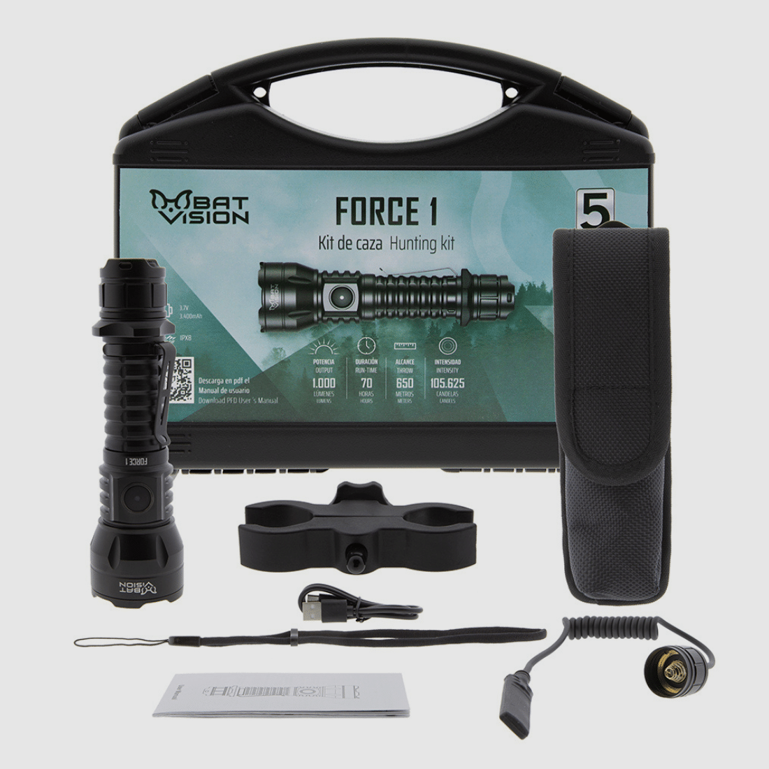 LED-Lampe B-Vision FORCE ONE 1.000 Lumen mit Jagdset, Bild 1 von 11