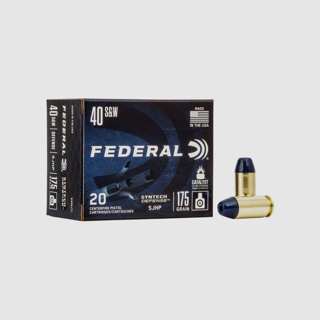 Federal Syntech Defense .40 S&W 175GR SJHP 20 cartridges