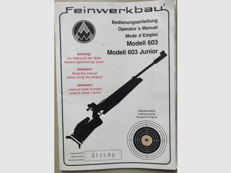 Feinwerkbau 600 601 602 603 Junior