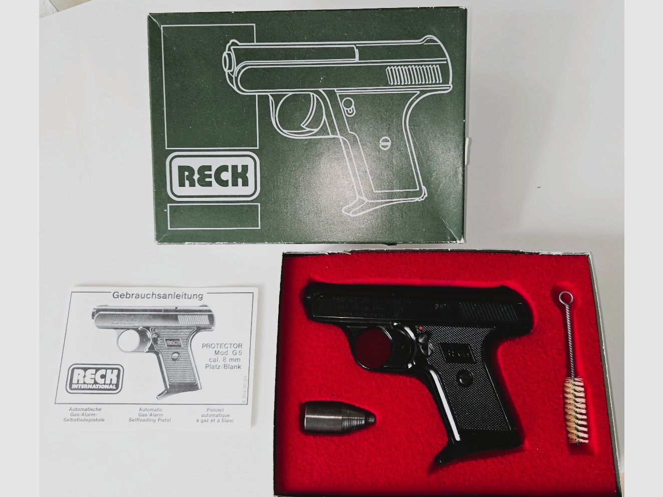 ¡Reck Automatik Gas+Pistola de inicio modelo G5, calibre 8mm + accesorios!