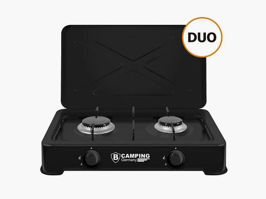 2-burner gas stove (DUO) with connection hose and pressure regulator