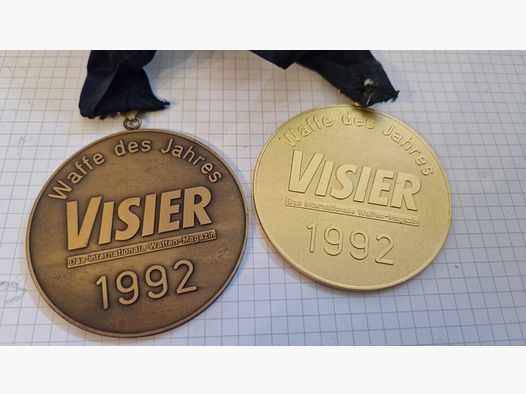 3.7 ANSCHÜTZ bietet 2 Medaille Medaillen Waffe des Jahres Visier 1992 für Sammler