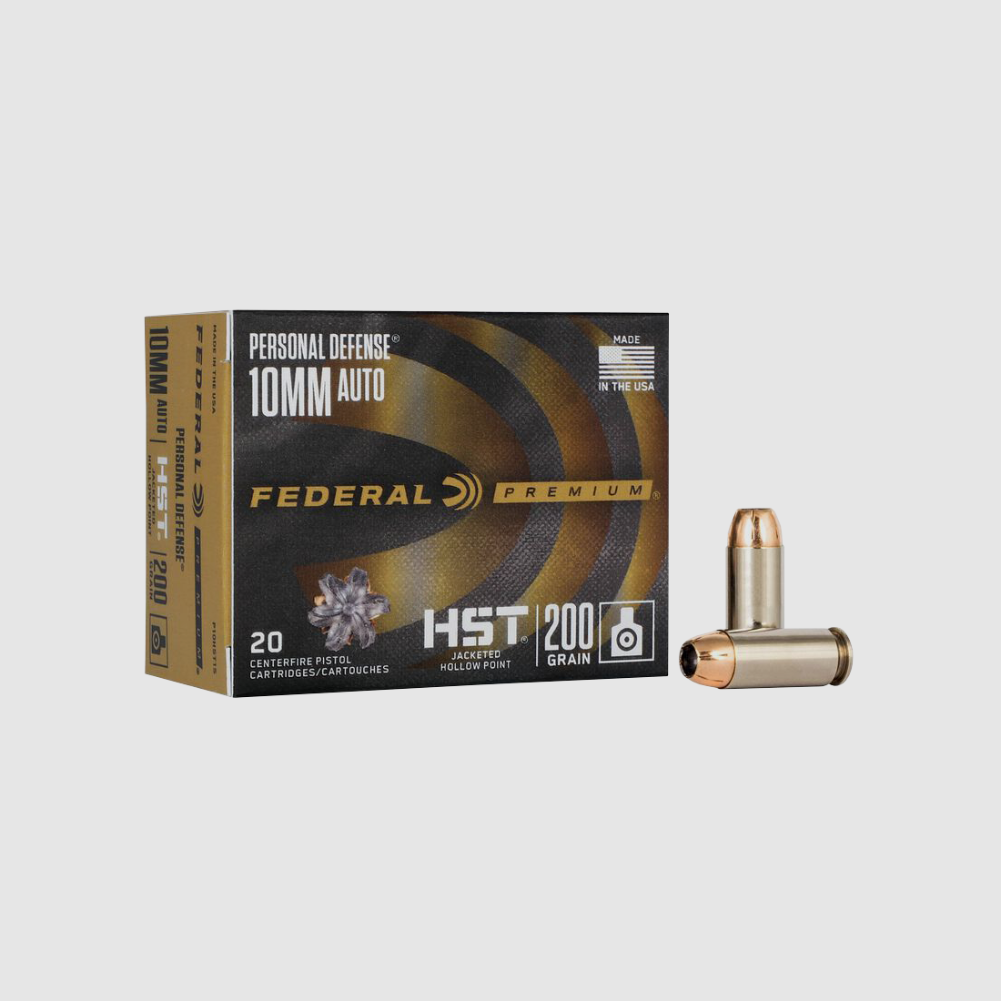 Federal Pistolenmunition Premium 10 mm Auto 12,96g Jacketed Hollow Point HST Personal Defense, Bild 1 von 2