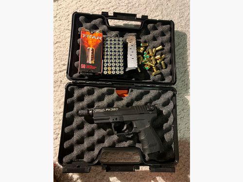 Walther PK380 blank firing 9 mm PAK – used – case + 78 rounds of ammunition