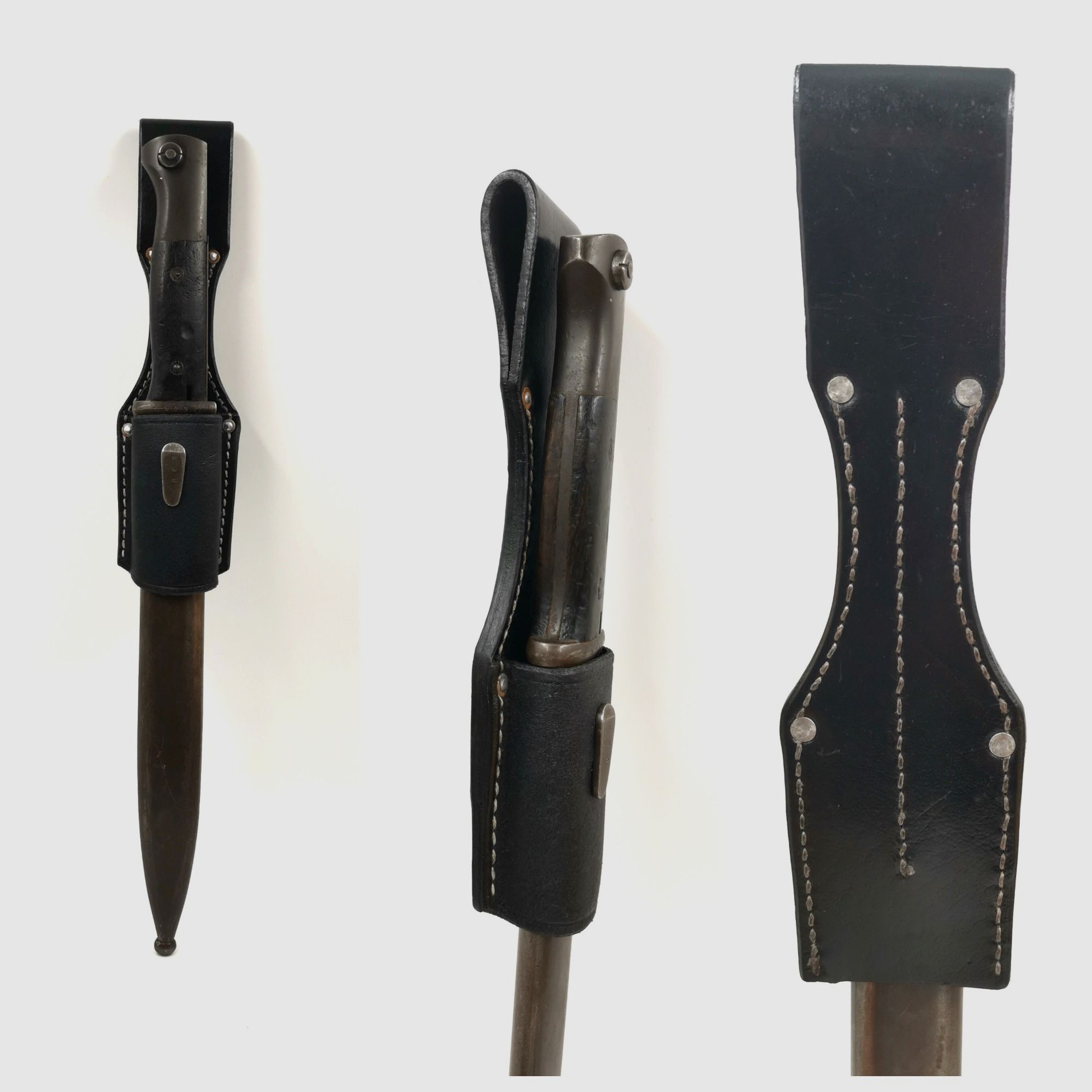 Bajonettschuh 98k LEDER (REPRO) k98 WWII Koppelschuh Seitengewehrtasche schwarz / braun Wehrmacht WW