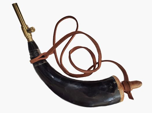 Pulverhorn mit Absperrhahn aus Messing