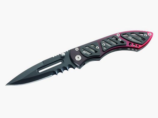 Cuchillo plegable Ligero de aluminio negro/rojo