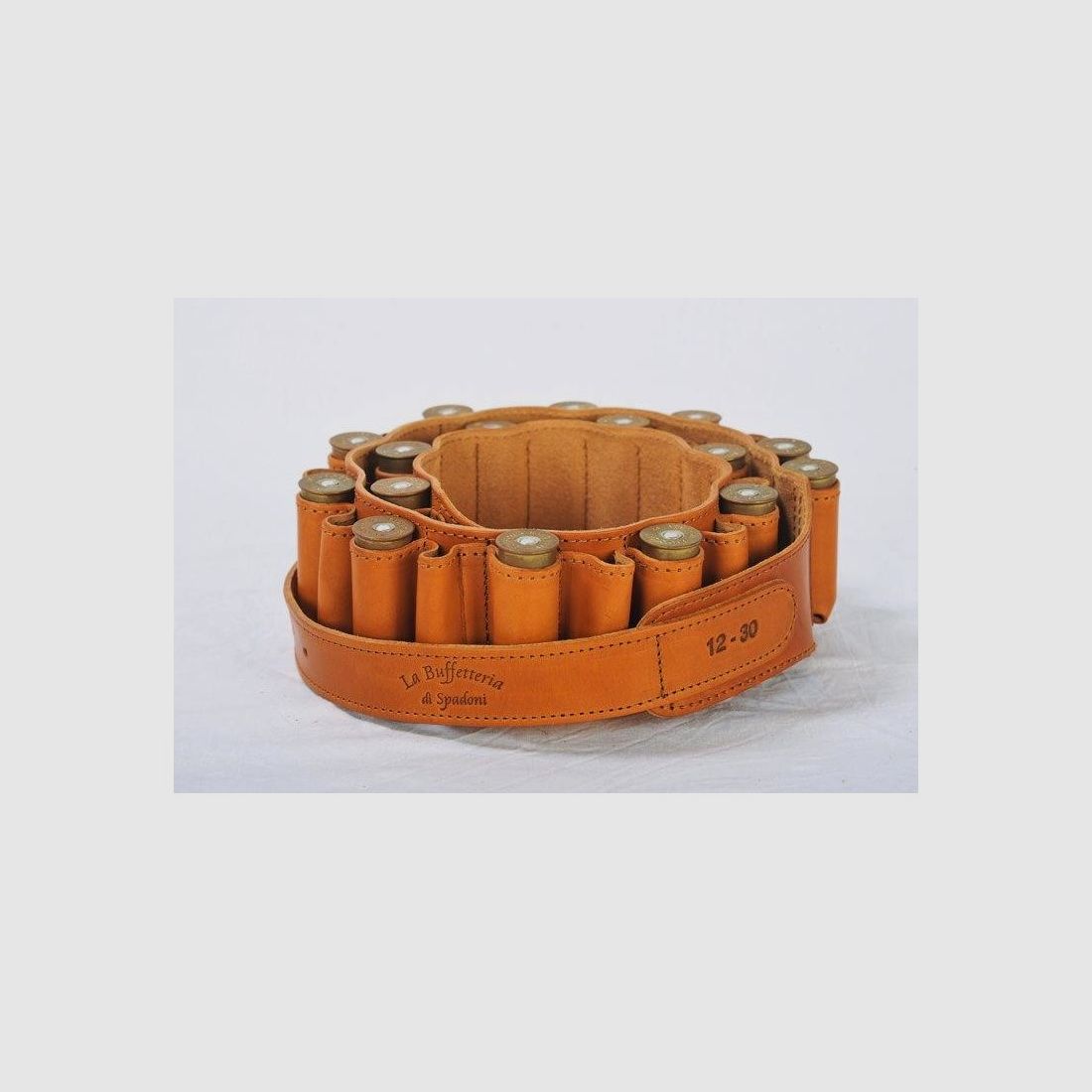 Leather rifle cartridge bag 30 cells detachable Buffetteria Spadoni