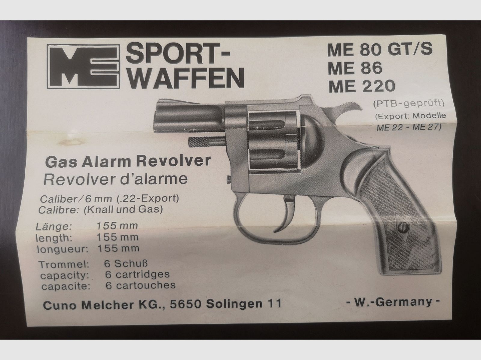 ME 86 Revolver 6mm Flobert mit Wechseltrommel .22 "Sahnestück