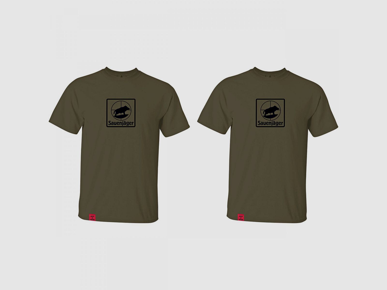 2er-Set: Wild & Wear T-Shirt "Sauenjäger" Herren (Oliv)