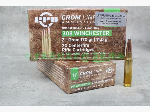 PPU Z-GROM .308 Win. 170gr. 11,0g 20 Stück Staffelpreise