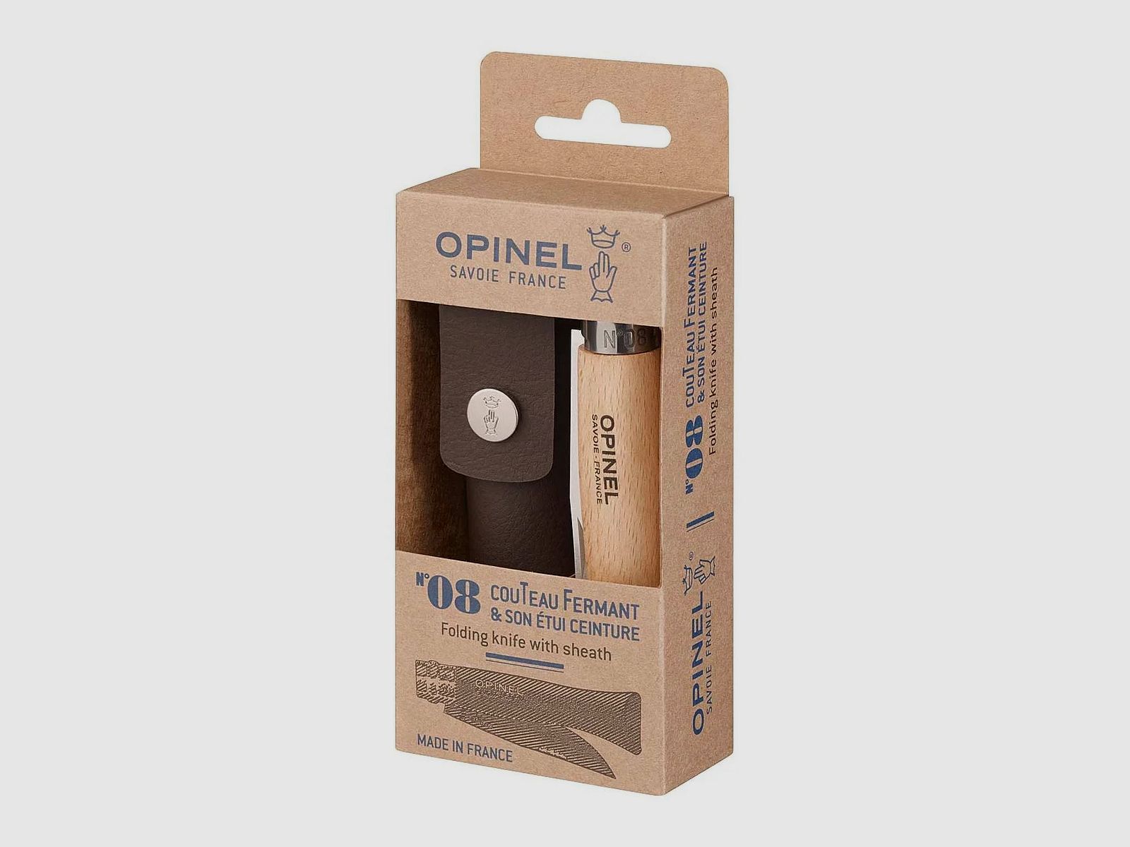 Opinel zakmes No 08 beukenhout met etui